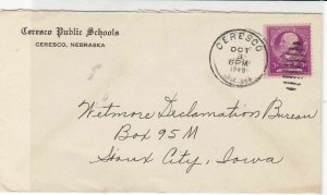 united states 1940 ceresco public school nebraska stamps cover ref 21091