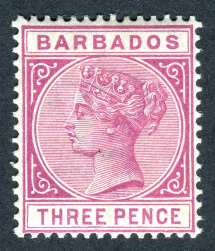 Barbados 1882 QV. 3d reddish purple. Mint. LH. SG96.