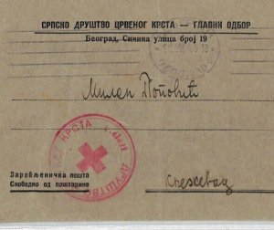 YUGOSLAVIA Serbia WW2 Cover RED CROSS POW MAIL Belgrade Germany 1941 RC130