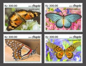 Angola - 2019 Butterflies on Stamps - 4 Stamp Set - ANG190208a