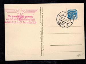 1938 Asch Bohemia Moravia Germany Picture Postcard Cover HJ Camp