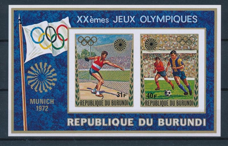 [55398] Burundi 1972 Olympic games Munich Football Athletics Imperf. MNH Sheet