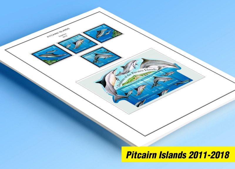 COLOR PRINTED PITCAIRN ISLANDS 2011-2018 STAMP ALBUM PAGES (33 illustr. pages)