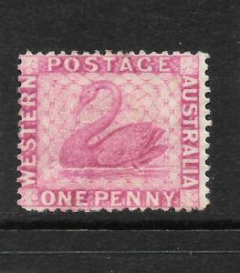 WESTERN AUSTRALIA  1861  1d   ROSE  SWAN  MHH  P14   SG 38 