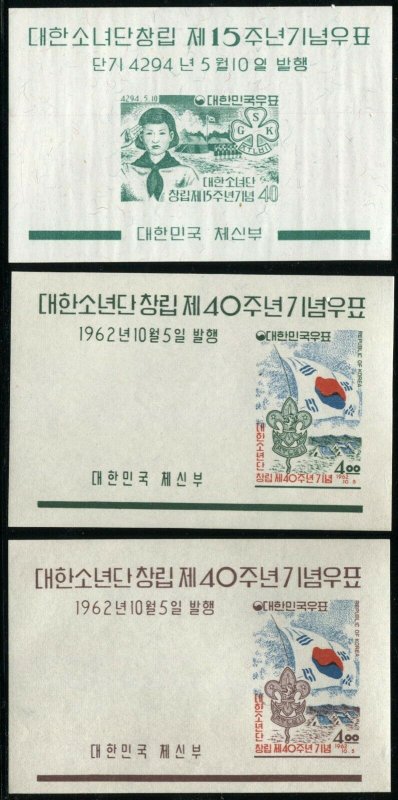 Republic KOREA #325a #358a #359a Postage Souvenir Sheet Stamp Collection Mint NH