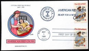 U.S. Used #1910 15c Red Cross 1981 Collins First Day Cover. Pristine!