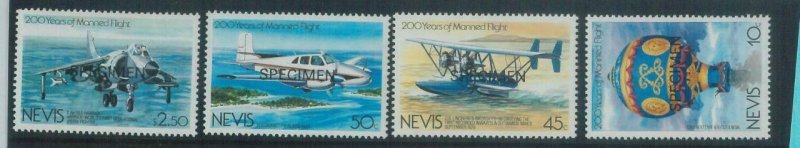 78434a - NEVIS - STAMPS: AIRPLANES balloon  4 values MNH - Overprinted SPECIMEN