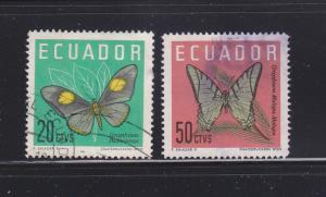 Ecuador 711-712 U Insects. Butterflies