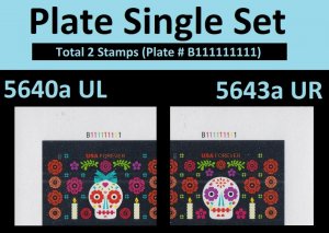 US 5640a 5643a Day of the Dead imperf NDC plate single set 2 U MNH 2021