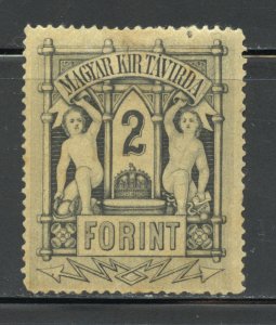 Hungary 1874 2F Telegraph Stamp - Hiscocks 16 Unused HR, Perf 13