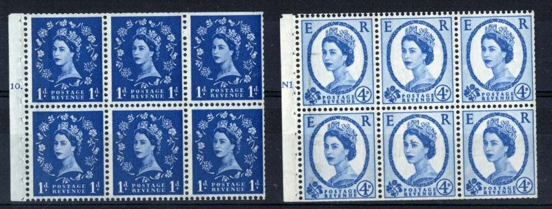 GB 1960 Violet 8mm phosphor 4d booklet cyl N1T dot pane of 6, perf Ie unmounte