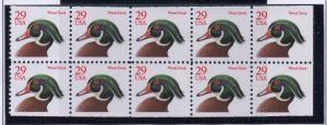 United States Sc 2485a 1991 Wood Duck stamp booklet pane mint NH