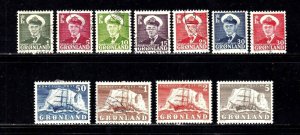 Greenland stamps #28 - 38, mint & used, complete set,  CV $104.05