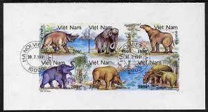 Vietnam 1991 Prehistoric Animals imperf sheetlet containi...