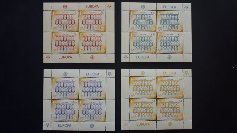 50th anniversary of EUROPA stamps - Fiji - 4x set in 4 sheets perforated ** MNH