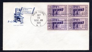 US 1939  American Printing Tercentenary FDC #857 Used CV $15