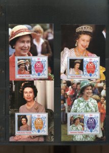 TUVALU & ISLANDS GROUP OF 7 QUEEN ELIZABETH II 60th BIRTHDAY DELUXE S/S MINT NH