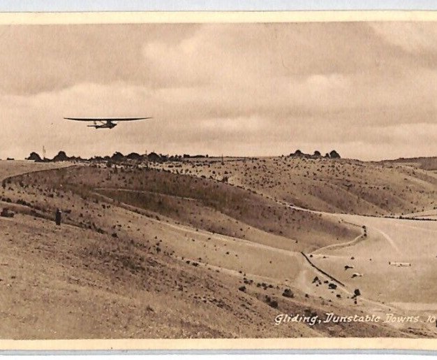 GB RP Postcard Aviation GLIDER Dunstable Downs Real Photo 1952{ex Slater}PG114