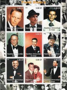 Congo 2002 Tribute to FRANK SINATRA Sheetlet (9) Perforated MNH