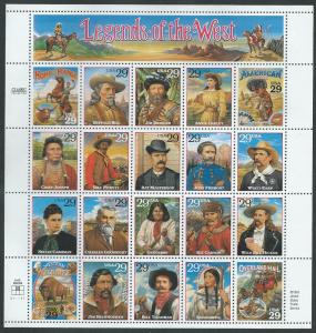 United States  Scott 2869 Sheet  MNH    Legends of the West