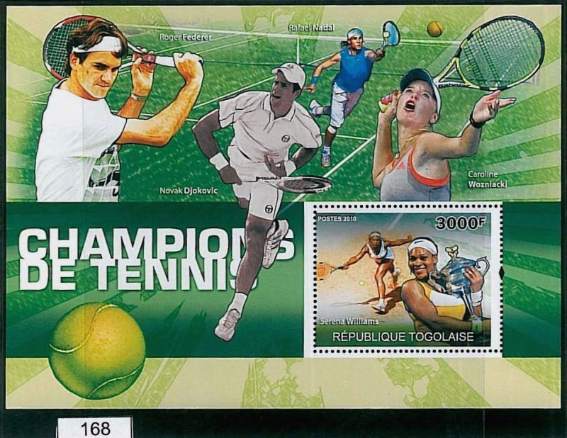 TOGO, ERROR 2010 MISSPERF SHEET: Tennis Champions, Federer, Djokovic, Nadal, etc