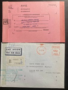 1978 Paris France Meter Cancel Airmail Cover To London England Ad Card