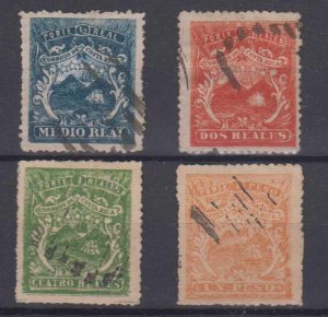 COSTA RICA 1863 COAT OF ARMS Sc 1-4 FULL SET FORGERIES BARS MUTE CANCELS (€325) 