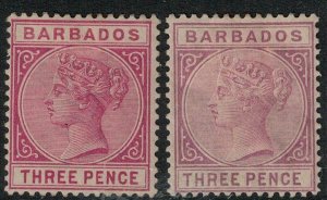Barbados 1882-1885 SC 63-63a Mint 