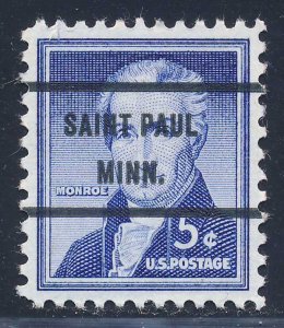 Saint Paul MN, 1038-71 Bureau Precancel, 5¢ Monroe