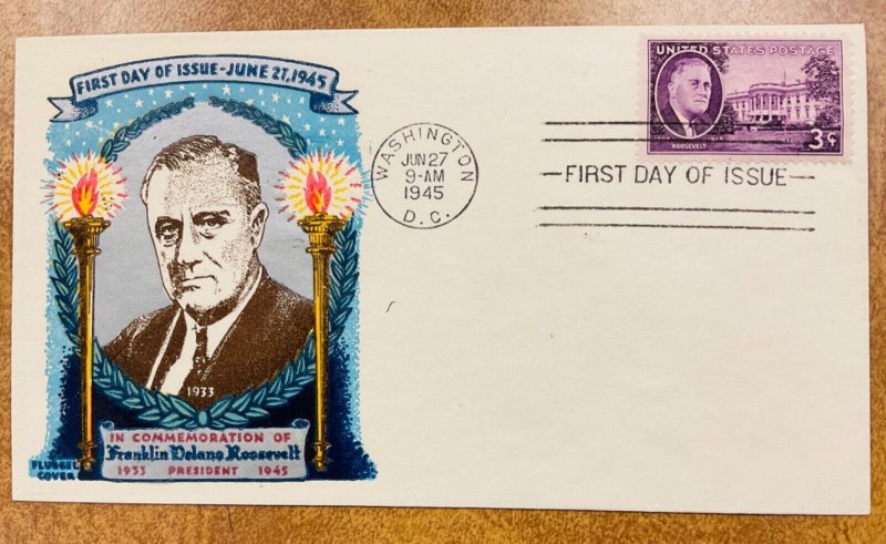 932 Fluegel  M-3 -c 1945 Franklin Roosevelt 3c 1st Fluegel cachet