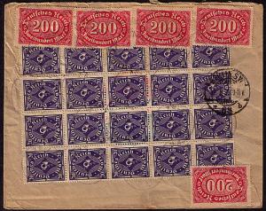  Germany  28 stamps  on registered cover 16-8-23  to Berlin