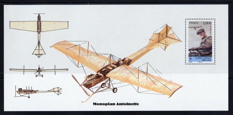 France 3901a MNH  Hurbert Latham -Aviator Special Souvenir Sheet from 2010.