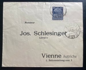 1934 Rhodes Island Italy Judica Commercial Cover To Vienna Austria Sc# 21