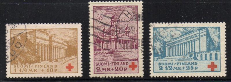 Finland Sc B9-11 1932 Red Cross stamp set used