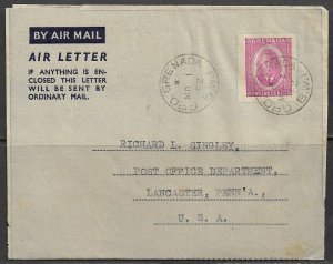 GRENADA 1952 KGVI 12c Aerogramme / Air Letter FDOI HG No. FG2