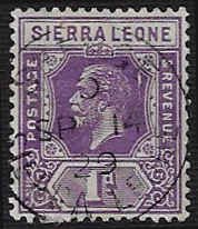 Sierra Leone #123 Used H; 1p King George V - Die 2 (1922)