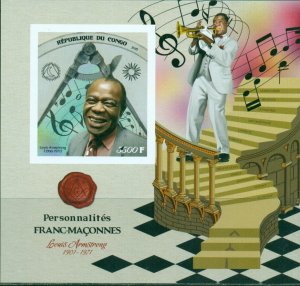 Luis Armstrong Masons Music Jazz Freemasonry MNH IMPERFORATED stamps set