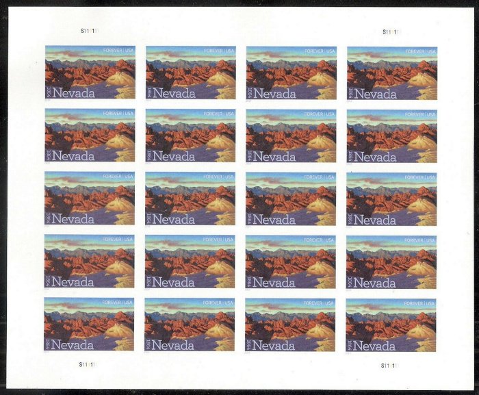 US #4907a 49c  Nevada, VF NH IMPERF SHEET of 20, LIMITED SUPPLY, Rare! VF min...