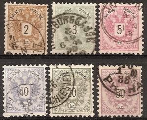 AUSTRIA   41-46 USED 1883 COAT OF ARMS CV $71.95