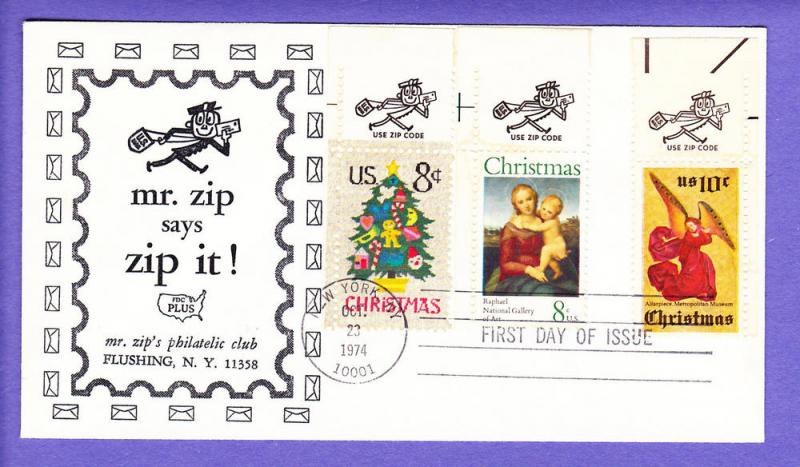 #1550-51 Christmas Tree & sleigh  - Mr. Zip  Cachet