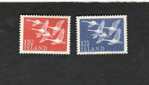 1956 Iceland SCOTT #298-99 SWANS  MH stamps