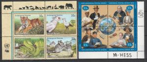 United Nations #760a, 767a   MNH  Blocks  CV $5.75  (A4976)