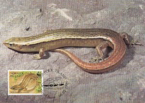 Norfolk Island 1996 Maxicard Sc #596a 5c Lord Howe Island skink WWF