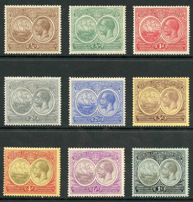 Bermuda SG59/67 1920 Tercentenary set of 9 (6d light toneing) M/Mint 