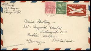 USA 1949 Germany Chicago 9c Prexie Airmail Stationery Cover Transatlantic 83256