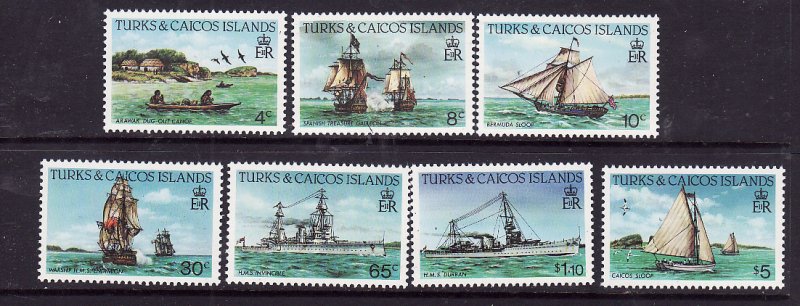 Turks & Caicos-Sc#578//594- id7-unused NH 7/15 set-Ships-1983-