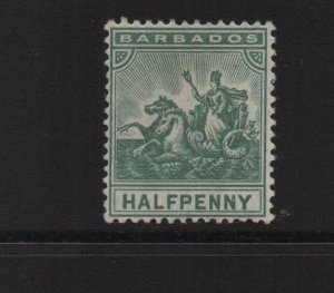 Brbados 1909 SG164 MCA watermark Halfpenny very light mounted mint