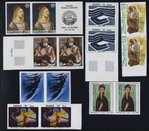 France 1688-94 imperf pairs MNH Art, Paintings, Durer, Raoul Ubak, Le Nain