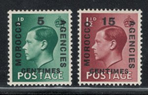 Great Britain Offices Morocco 1936 Surcharges Scott # 437 - 438 MH