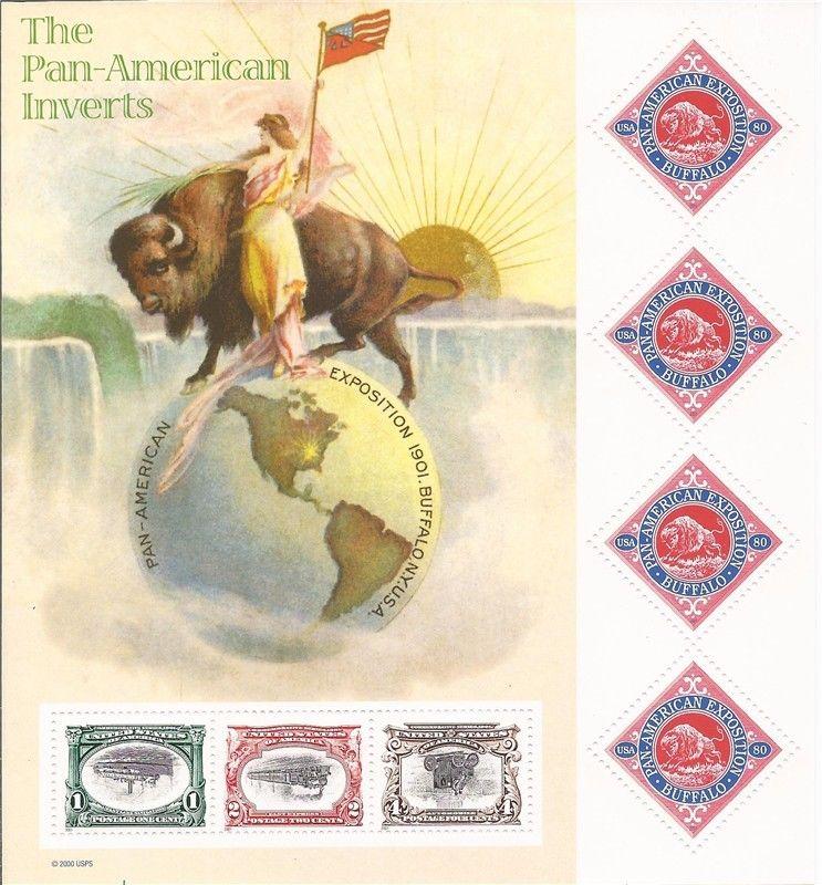 US Stamp - 2001 Pan-American Inverts Centenary - 7 Stamp Sheet #3505